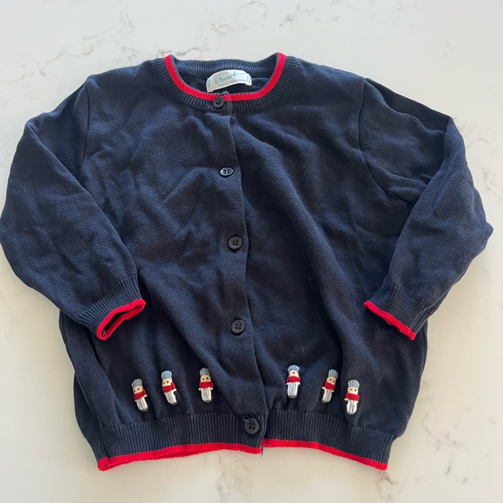 Navy Blue Kids Sweater with Snowman Accents